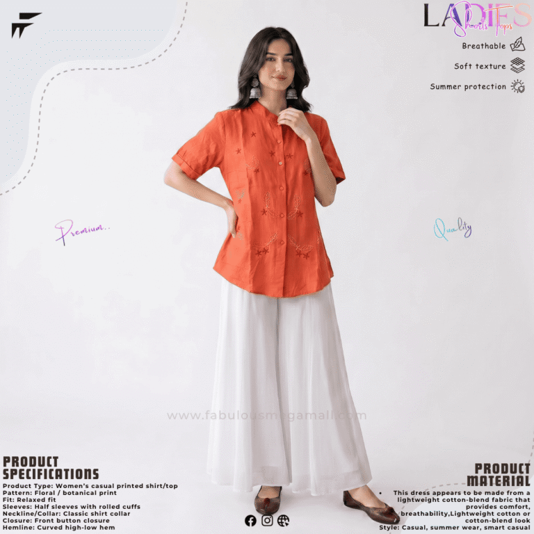 Ladies Casual Embroidered Short Top
