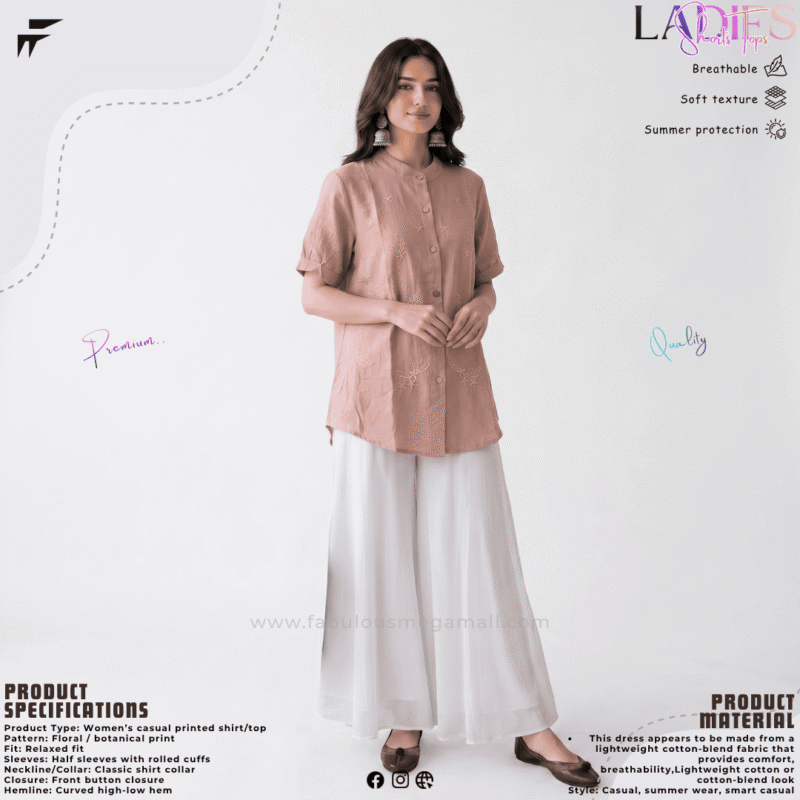 Ladies Casual Embroidered Short Top