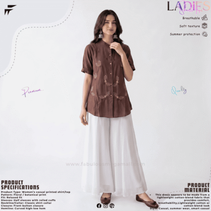 Ladies Classic Embroidered Short Top